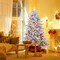 Costway 4.5/6/7 FT Flocked Christmas Tree with 8 Lighting Modes 160/260/350 Multi-Color LED Lights